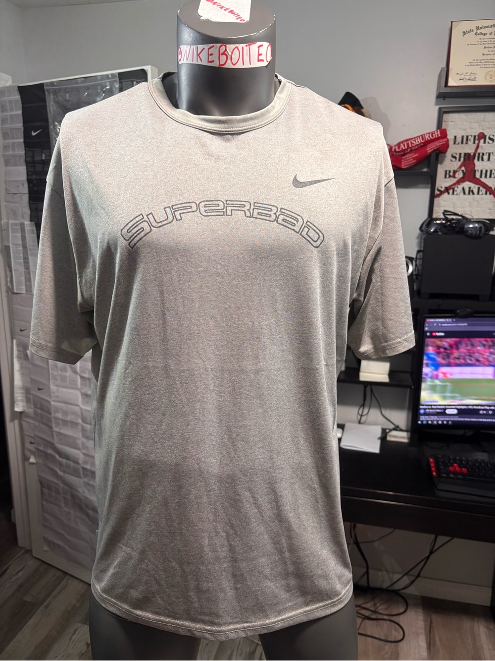 Nike Light Gray 'SUPERBAD' Short Sleeve Performance Tee